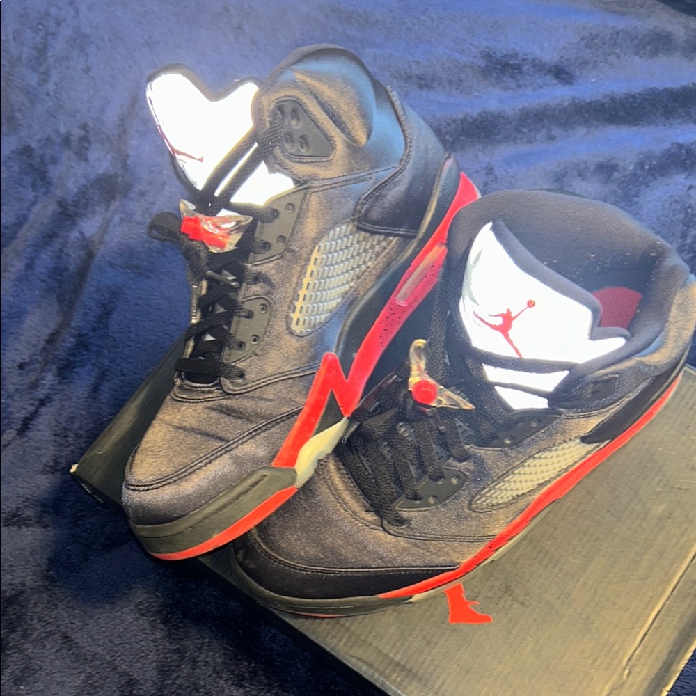Jordan Black and Red Sneakers with Mesh Panel and Air Unit